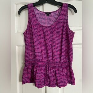 Ann Taylor Pink and Blue Patterned Top